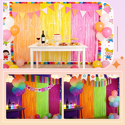 3Pcs 3 Colors Plastic Foil Fringe Curtains DIY-ME0003-73A-1