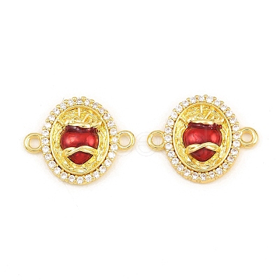 Brass Micro Pave Clear Cubic Zirconia Connector Charms CU-CBA5CB0-17G-1