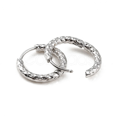 Non-Tarnish 304 Stainless Steel Grooved Hoop Earrings EJEW-M218-01B-P-1