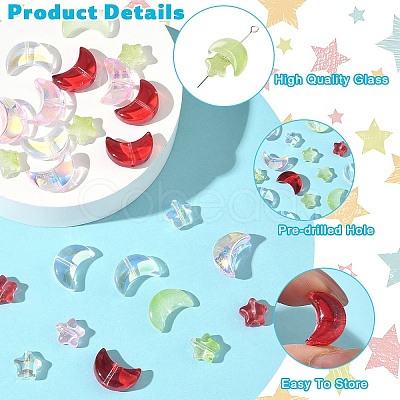 100Pcs 2 Styles Transparent Spray Painted Glass Beads GLAA-YW0005-14A-1