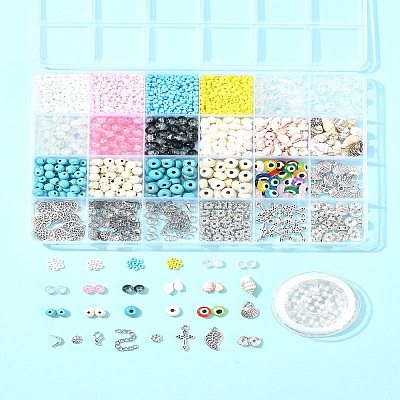 DIY Summer Glass & Synthetic Magnesite & Shell Bangle Making Kits DIY-FS0007-91-1