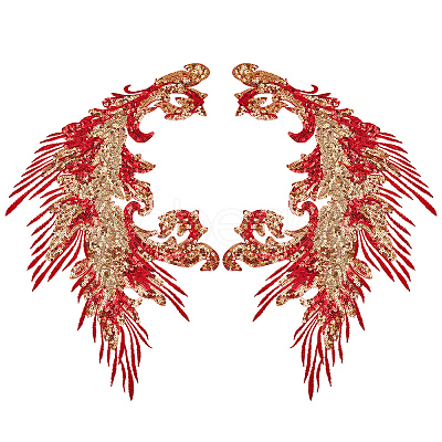 4Pcs 2 Style Polyester Embroidery Sew on Appliques PATC-MA0001-33B-1