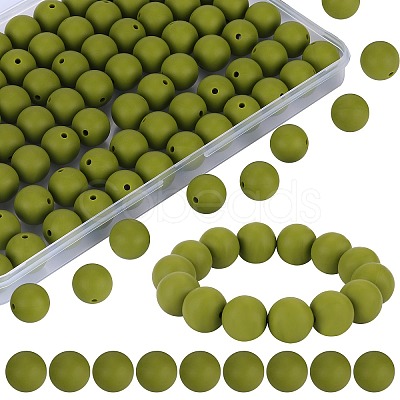 80Pcs Round Silicone Focal Beads SIL-SZ0001-24-12-1