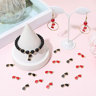 60Pcs 2 Colors Alloy Enamel Pendants ENAM-SC0007-81-1