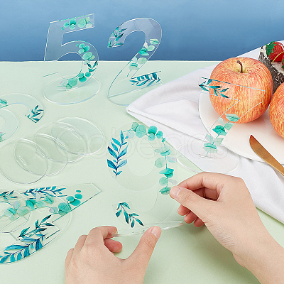 Leaf Pattern Acrylic Digital Seat Board Seat Card DIY-WH0320-39B-1