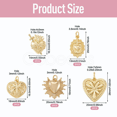 10Pcs 5 Styles Brass Pendants KK-TA0008-41-1