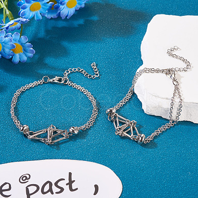 3Pcs Brass Macrame Pouch Empty Stone Holder for Link Bracelet Making BJEW-TA0001-12P-1