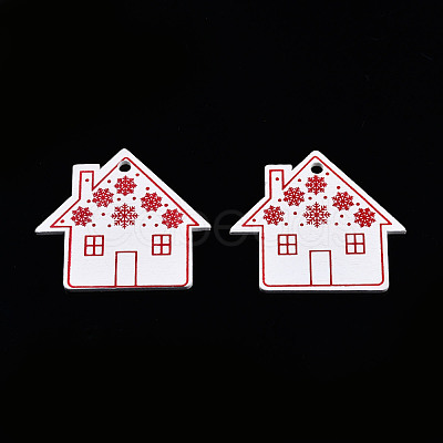 Christmas Spray Painted Wood Big Pendants WOOD-N005-104-1
