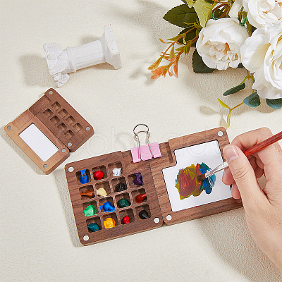 2Pcs 2 Styles Wood Magnetic Flip Top Paintbox AJEW-DC0001-26-1