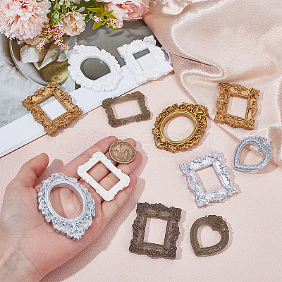 48Pcs 12 Styles Resin Embossed Photo Frames AJEW-NB0007-87-1