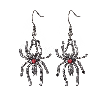 Alloy Rhinestone Spider Dangle Earrings EJEW-JE06655-01-1
