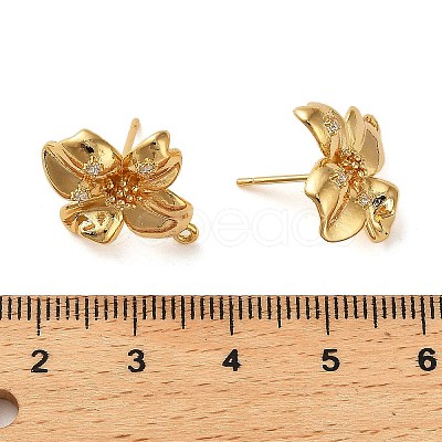 Brass Micro Pave Cubic Zirconia Stud Earring Findings KK-P285-05G-1
