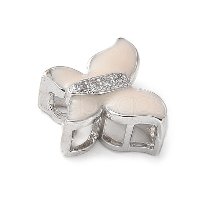 Brass Micro Pave Clear Cubic Zirconia Silde Charms KK-C086-02P-1