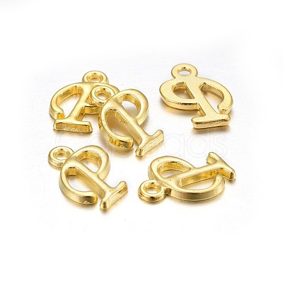 Golden Plated Alloy Letter Pendants X-PALLOY-J718-01G-P-1