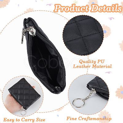 Rhombus Pattern PU Leather Zip Pouches ABAG-WH0040-12B-09-1