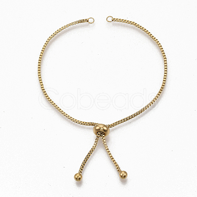 Adjustable 304 Stainless Steel Slider Bracelets Making STAS-CJ0002-40G-1