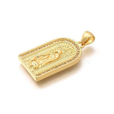 Religion Themed Rack Plating Brass Micro Pave Cubic Zirconia Pendants KK-L226-007G-19-1