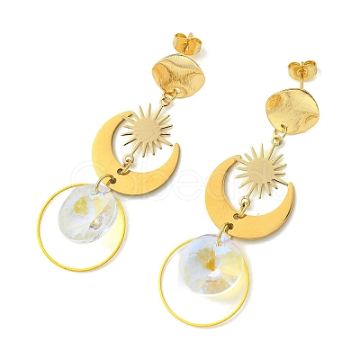 304 Stainless Steel Glass Stud Dangle Earrings EJEW-JE07307-1