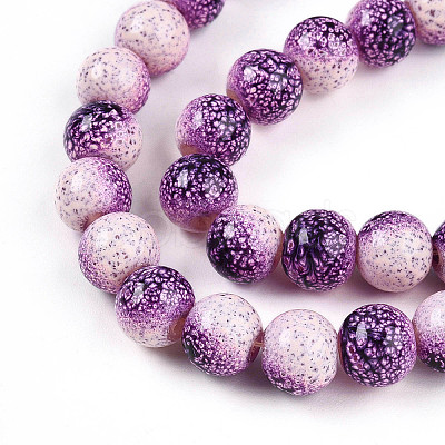 Transparent Baking Paint Glass Beads Strands DGLA-N009-8mm-04-1