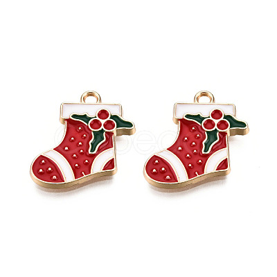 Golden Plated Alloy Enamel Pendants ENAM-T009-93-RS-1