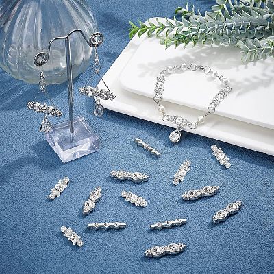 60Pcs 3 Style Alloy Rhinestone Bar Spacers ALRI-FH0001-05-1