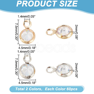 120Pcs 2 Colors Brass Micro Pave Cubic Zirconia Charms FIND-HY0003-62-1