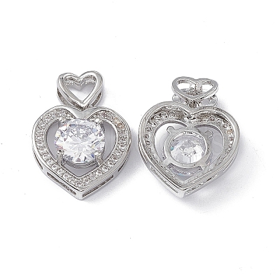 Brass Clear Cubic Zirconia Pendants KK-E068-VA121-1-1
