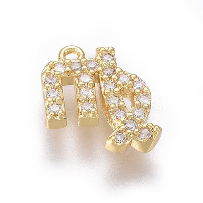 Golden Plated Brass Micro Pave Cubic Zirconia Charms ZIRC-L075-51A-1