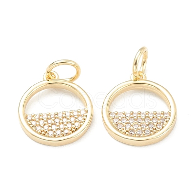 Brass Micro Pave Clear Cubic Zirconia Charms ZIRC-B010-33G-1