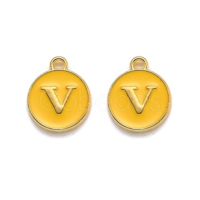 Golden Plated Alloy Enamel Charms X-ENAM-Q437-13V-1