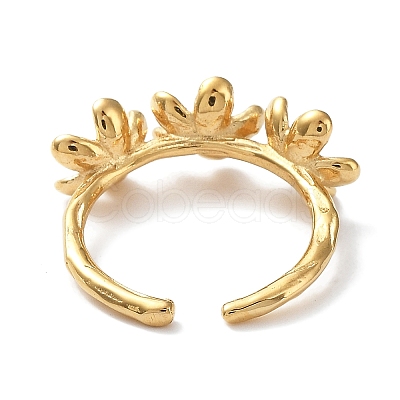304 Stainless Steel Flower Open Cuff Ring Findings LS-STAS-K263-04G-1