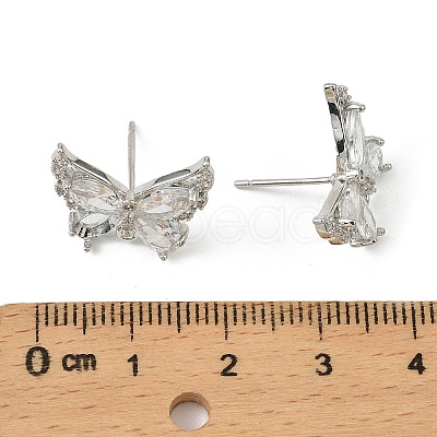 Brass Micro Pave Clear Cubic Zirconia Stud Earring Findings LS-KK-C107-10P-1