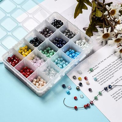 15 Colors Electroplate Glass Beads EGLA-JP0002-02E-6mm-1