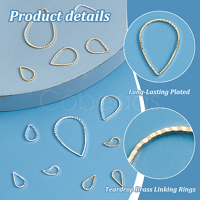 90Pcs 12 Style Teardrop Brass Linking Rings KK-PH0009-91-1