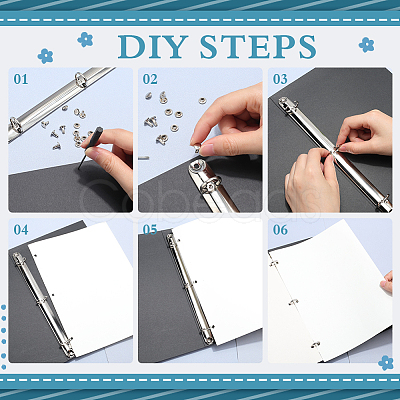 Iron Notebook 3-Ring Loose Leaf Book Binder Hinged Clamp FIND-WH20007-15B-P-1