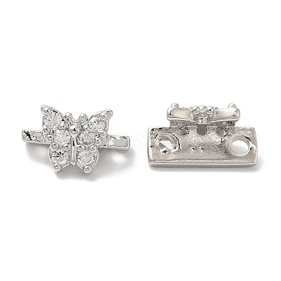 Brass Micro Pave Clear Cubic Zirconia Connector Charms KK-B074-03P-1