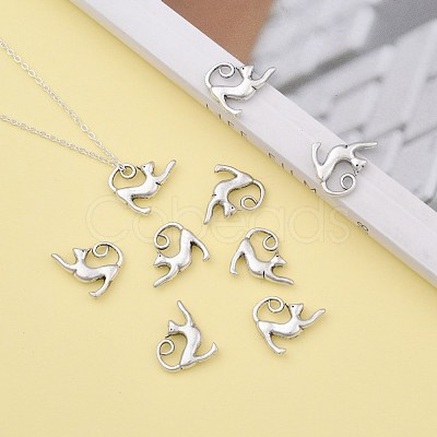 Tibetan Style Alloy Kitten Pendants TIBEP-A22092-AS-LF-1