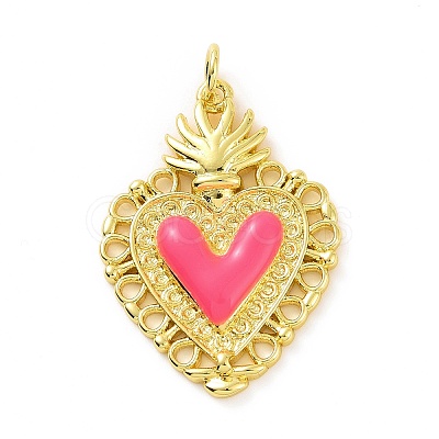 Rack Plating Brass Enamel Pendants KK-C008-15G-1