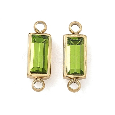 Birthstone 304 Stainless Steel Rhinestone Connector Charms STAS-L022-576G-01-1