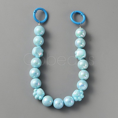 Rainbow Plated Opaque Acrylic Round & Paw Print Bead Chain Bag Straps PURS-WH0001-50A-1