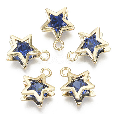 Brass Micro Cubic Zirconia Charms KK-N235-034C-1