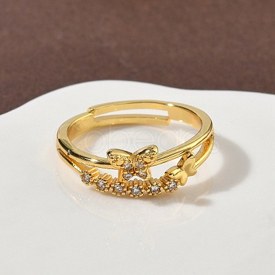 Brass Micro Pave Cubic Zirconia Finger Rings RJEW-H258-13G-1