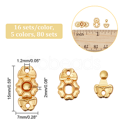 Nbeads 80 Sets 5 Colors Flower Alloy Snap Lock Clasps FIND-NB0004-03-1