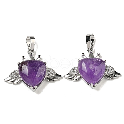 Natural Amethyst with Clear Cubic Zirconia Pendants G-G133-02P-22-1