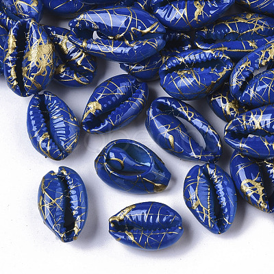 Spray Painted Natural Cowrie Shell Beads SSHEL-R047-03-A-1