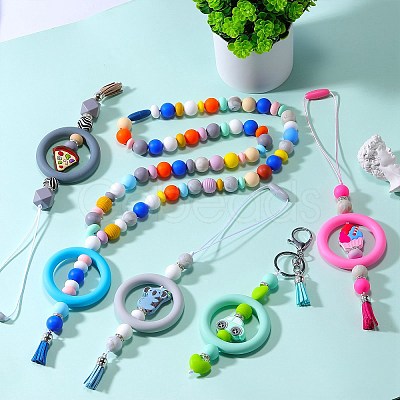 9Pcs Ring Food Grade Eco-Friendly Silicone Focal Beads JX895B-1