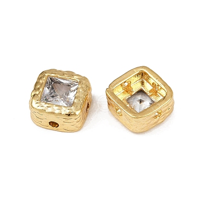 Brass Clear Cubic Zirconia Beads KK-D375-36G-01-1