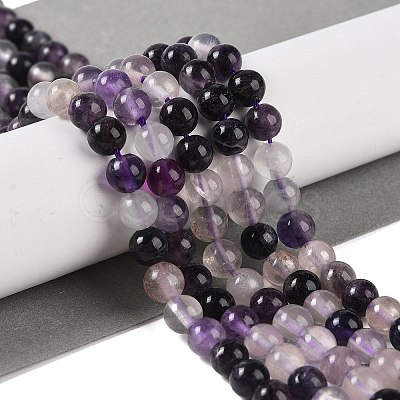 Natural Purple Fluorite Beads Strands G-P530-B08-02-1