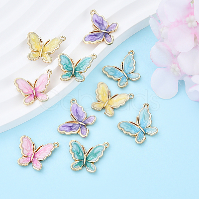 10Pcs 5 Colors Rack Plating Alloy Enamel Pendants ENAM-YW0004-74-1