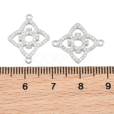 Brass Micro Pave Clear Cubic Zirconia Connector Charms CU-CBA7BFE-03I-P-1